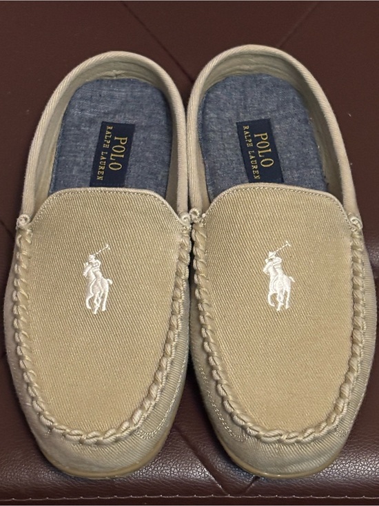 Ralph Lauren Shoes - Ralph Lauren Khaki Canvas Slip-On Loafers with White Polo Logo Too BIG 4 ME🥺